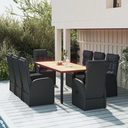 Tuinset Poly Rattan En Massief Acaciahout Zwart