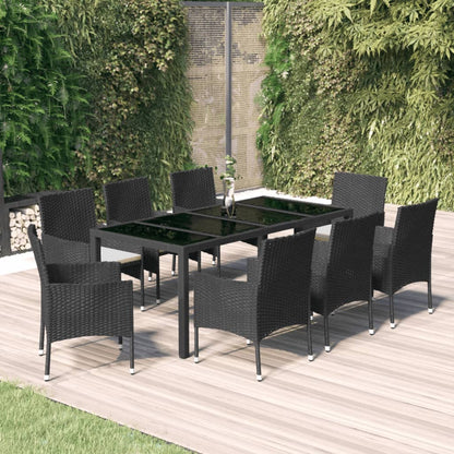 7-Delige Tuinset Met Kussens Poly Rattan Zwart