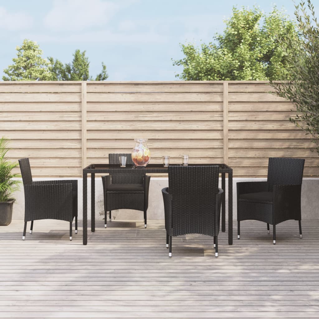 9-Delige Tuinset Poly Rattan Zwart