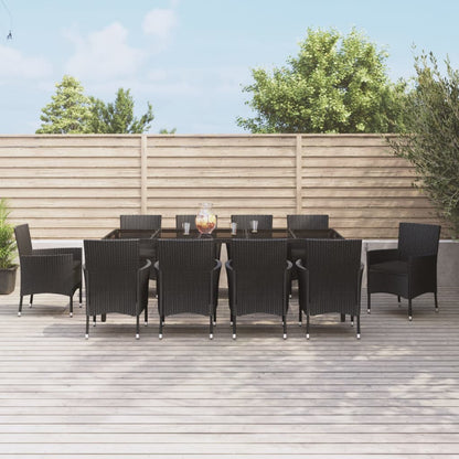 9-Delige Tuinset Poly Rattan Zwart