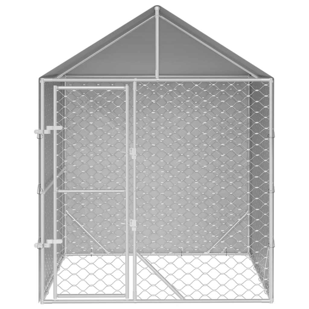 Hondenkennel Met Dak 2X2X2,5 M Gegalvaniseerd Staal Zilver
