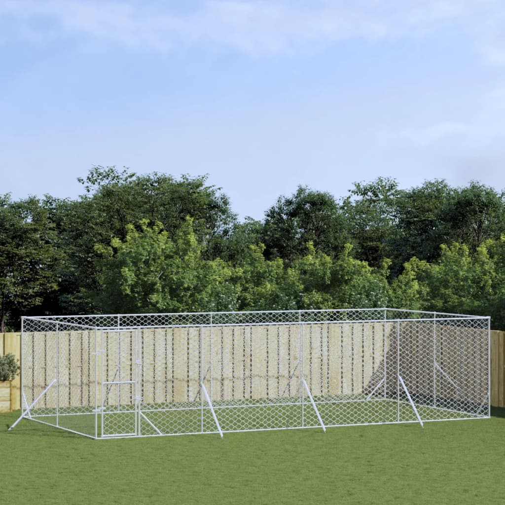 Hondenkennel Voor Buiten Gegalvaniseerd Staal Zilver