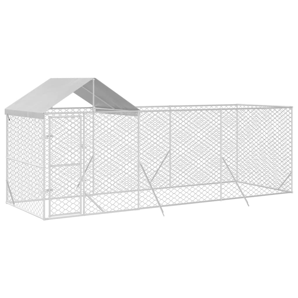 Hondenkennel Met Dak 6X2X2,5 M Gegalvaniseerd Staal Zilverkleur