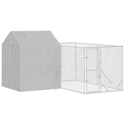 Hondenkennel Met Dak 4X4X2,5 M Gegalvaniseerd Staal Zilver