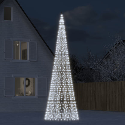 Led-Kerstboom Aan Vlaggenmast 3000 Leds Koud Wit Koudwit