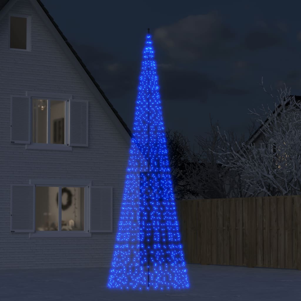 Led-Kerstboom Aan Vlaggenmast 3000 Led's Blauw