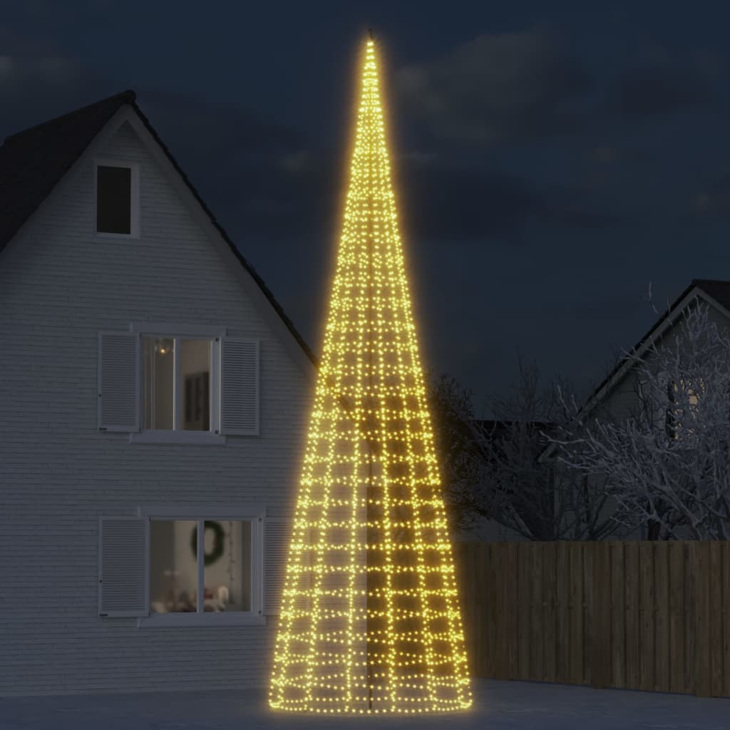 Led-Kerstboom Aan Vlaggenmast 1534 Leds Warm Wit Warmwit