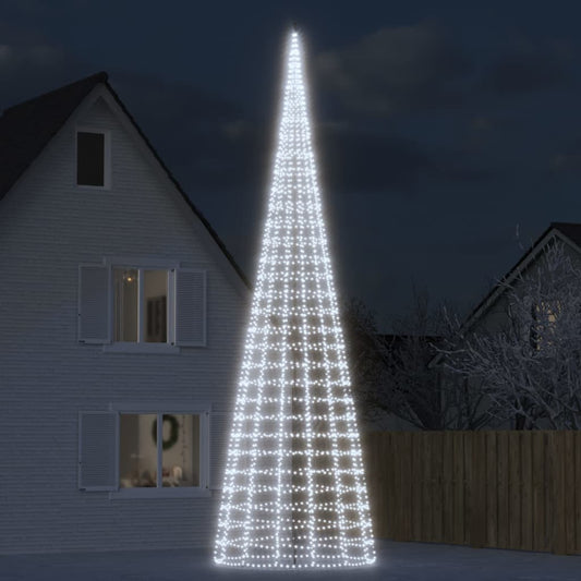 Led-Kerstboom Aan Vlaggenmast 3000 Leds Koud Wit Koudwit