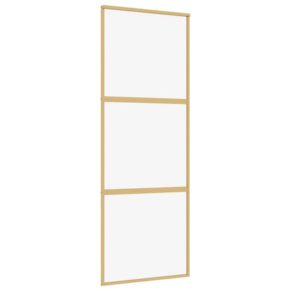 Schuifdeur 76X205 Cm Helder Esg-Glas En Aluminium Goudkleurig