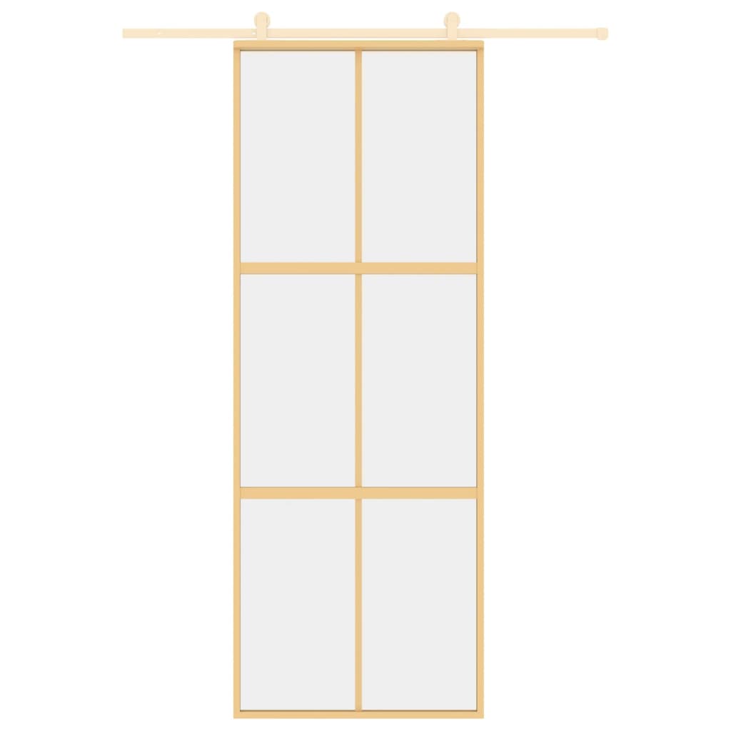 Schuifdeur 76X205 Cm Helder Esg-Glas En Aluminium Goudkleurig