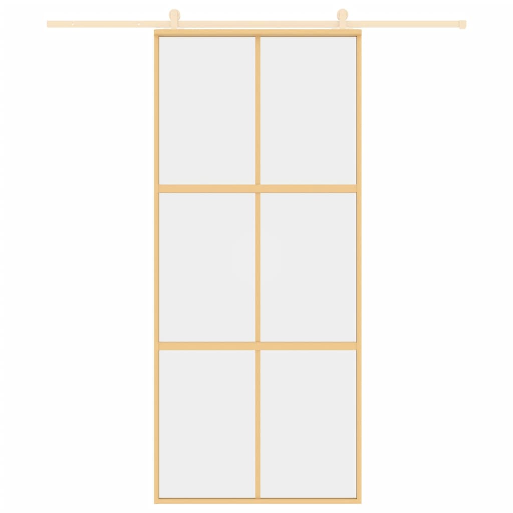 Schuifdeur 90X205 Cm Helder Esg-Glas En Aluminium Goudkleurig