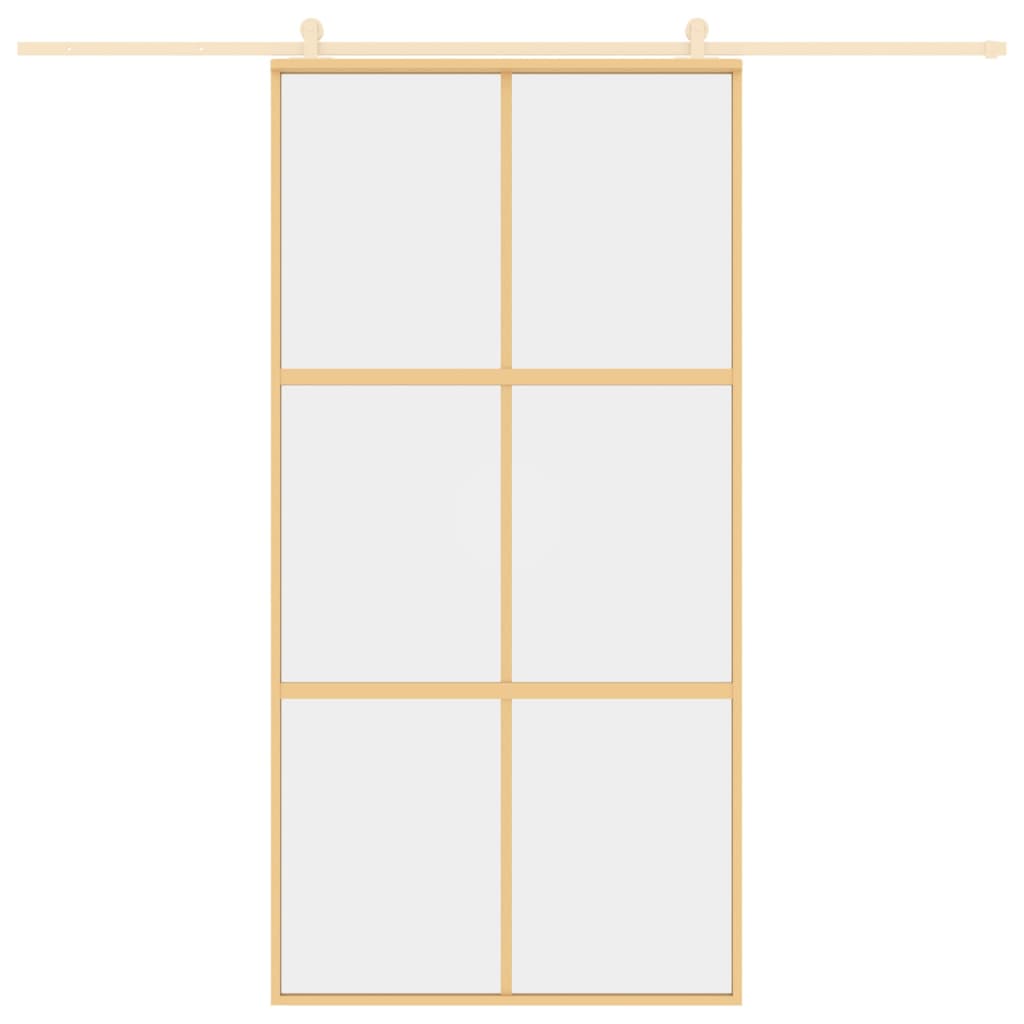 Schuifdeur 102,5X205 Cm Helder Esg-Glas En Aluminium Goudkleur