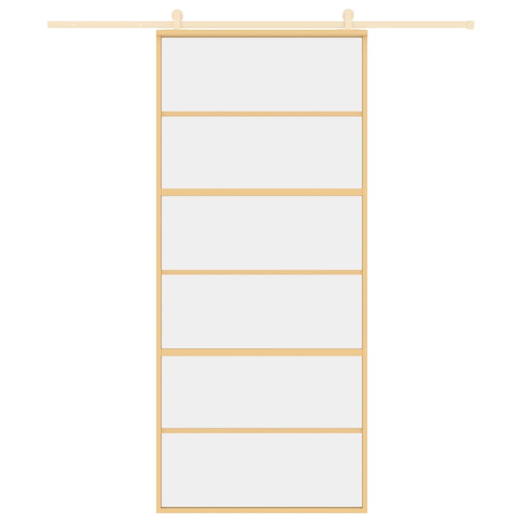 Schuifdeur 90X205 Cm Helder Esg-Glas En Aluminium Goudkleurig