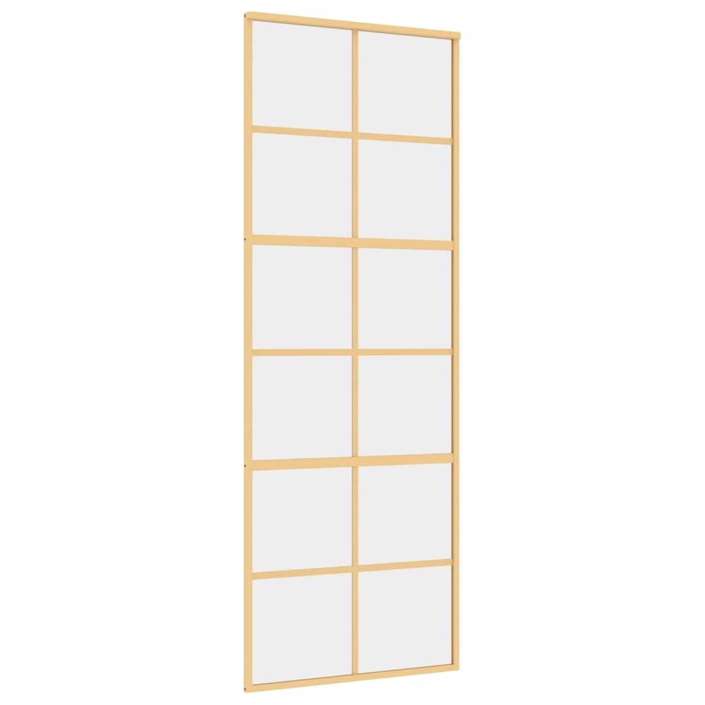 Schuifdeur 76X205 Cm Helder Esg-Glas En Aluminium Goudkleurig