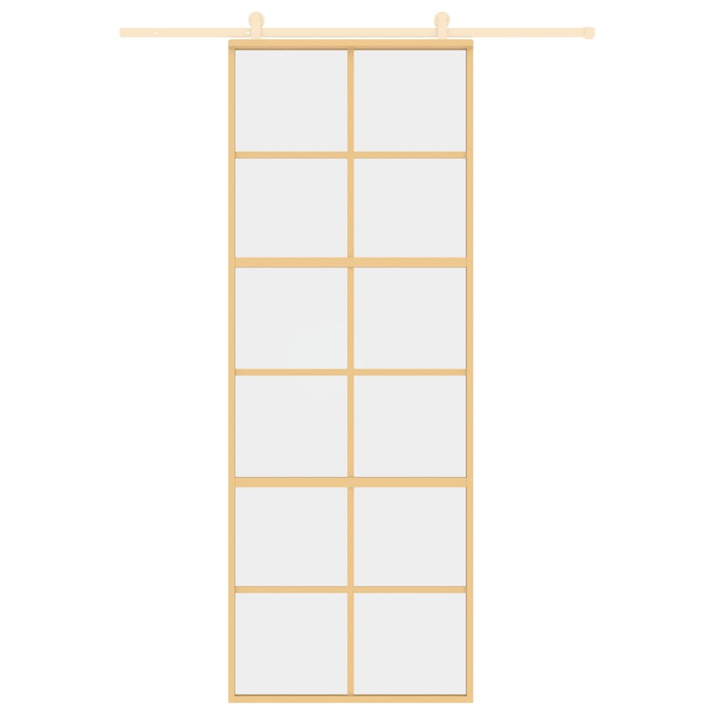 Schuifdeur 76X205 Cm Helder Esg-Glas En Aluminium Goudkleurig