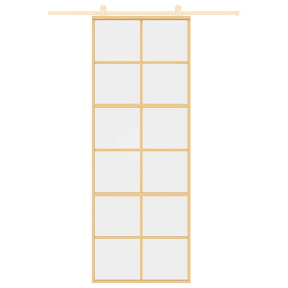 Schuifdeur 76X205 Cm Helder Esg-Glas En Aluminium Goudkleurig