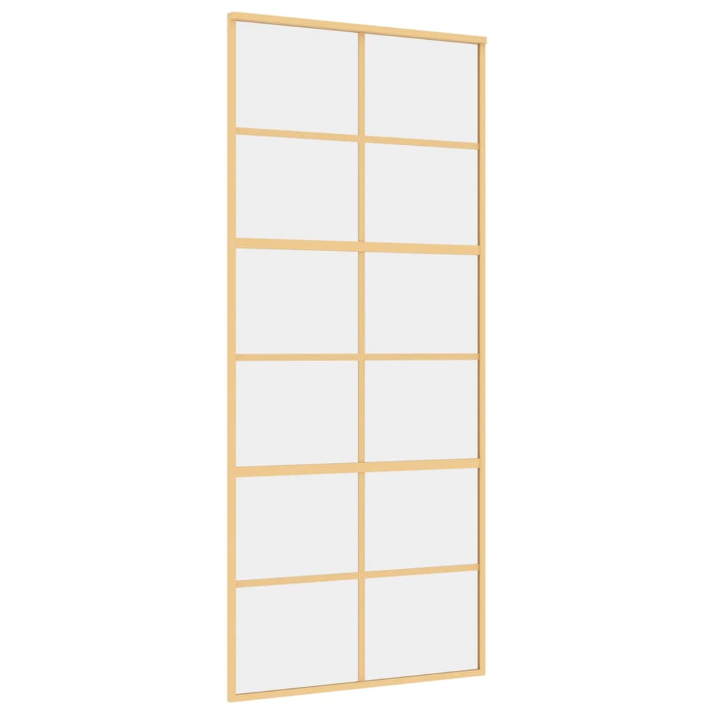 Schuifdeur 90X205 Cm Helder Esg-Glas En Aluminium Goudkleurig