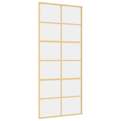 Schuifdeur 90X205 Cm Helder Esg-Glas En Aluminium Goudkleurig
