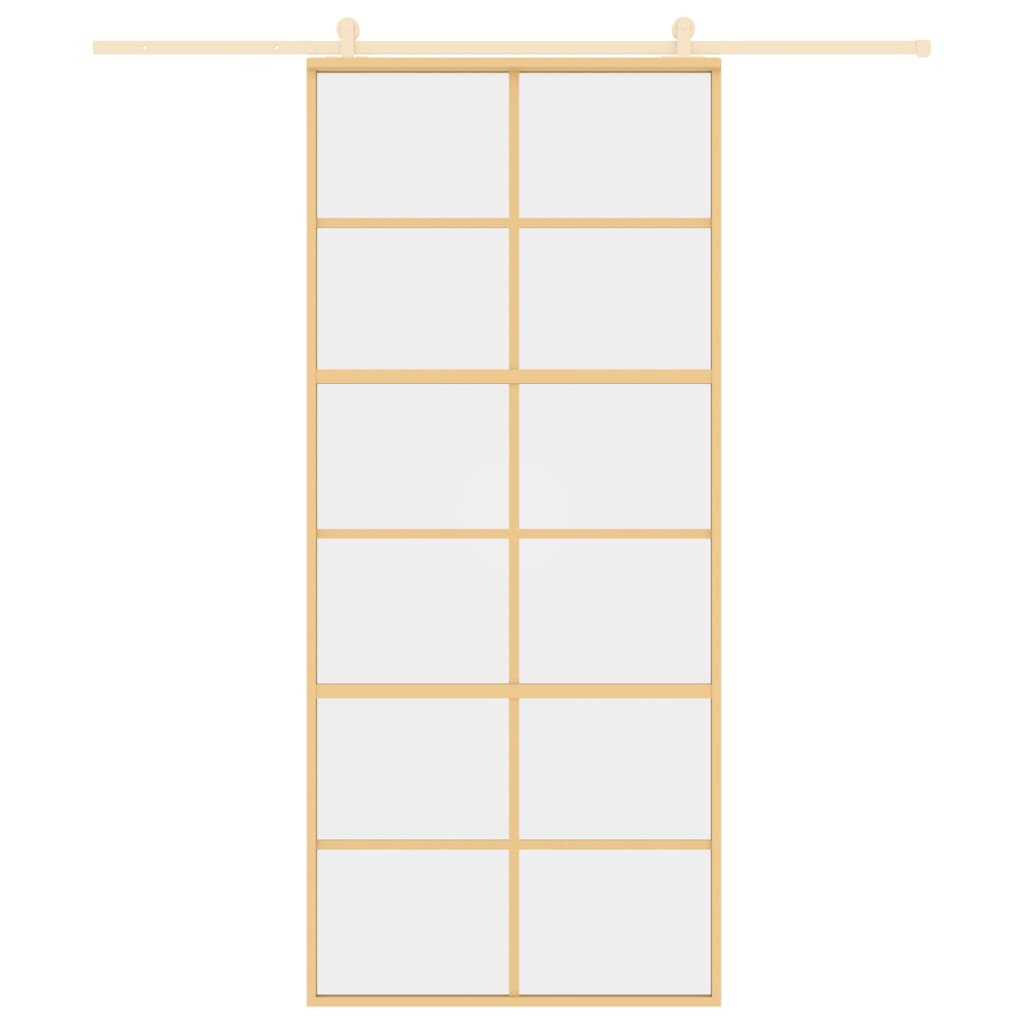 Schuifdeur 90X205 Cm Helder Esg-Glas En Aluminium Goudkleurig