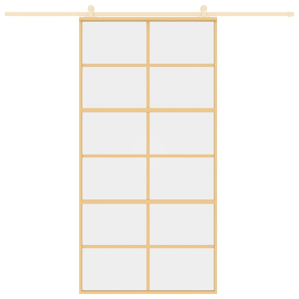 Schuifdeur 102,5X205 Cm Helder Esg-Glas En Aluminium Goudkleur