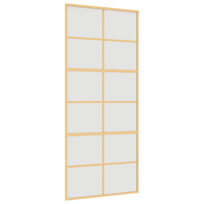 Schuifdeur 90X205 Cm Mat Esg-Glas En Aluminium Goudkleurig