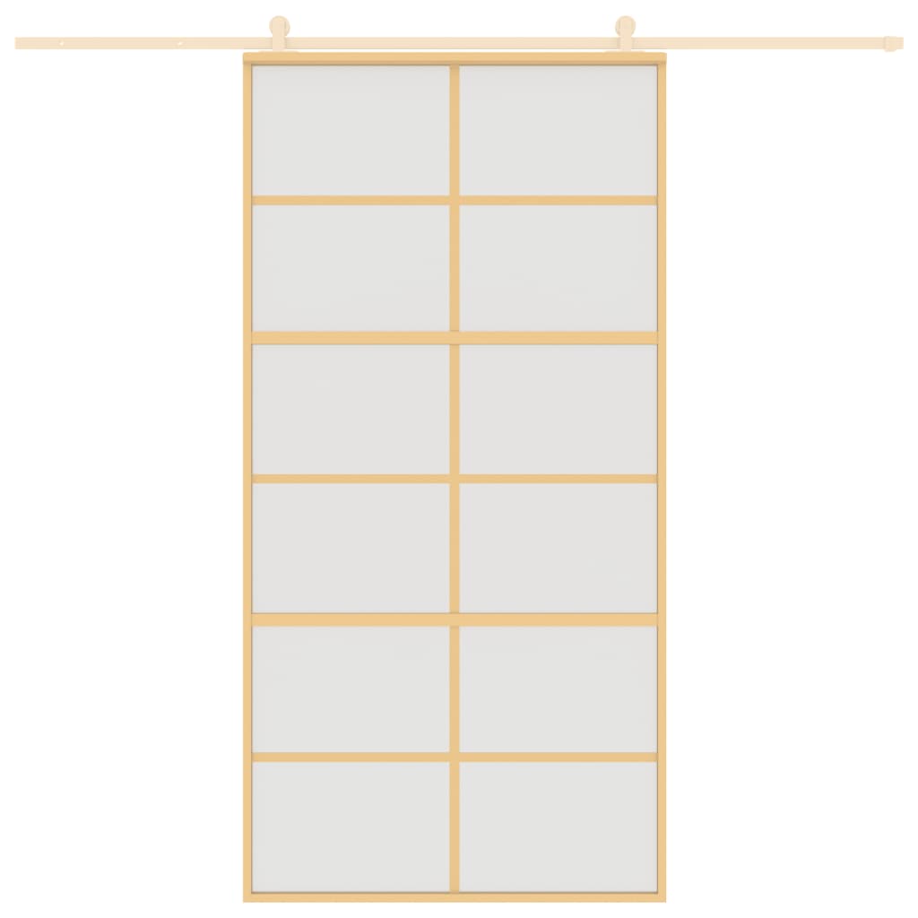 Schuifdeur 102,5X205 Cm Mat Esg-Glas En Aluminium Goudkleurig