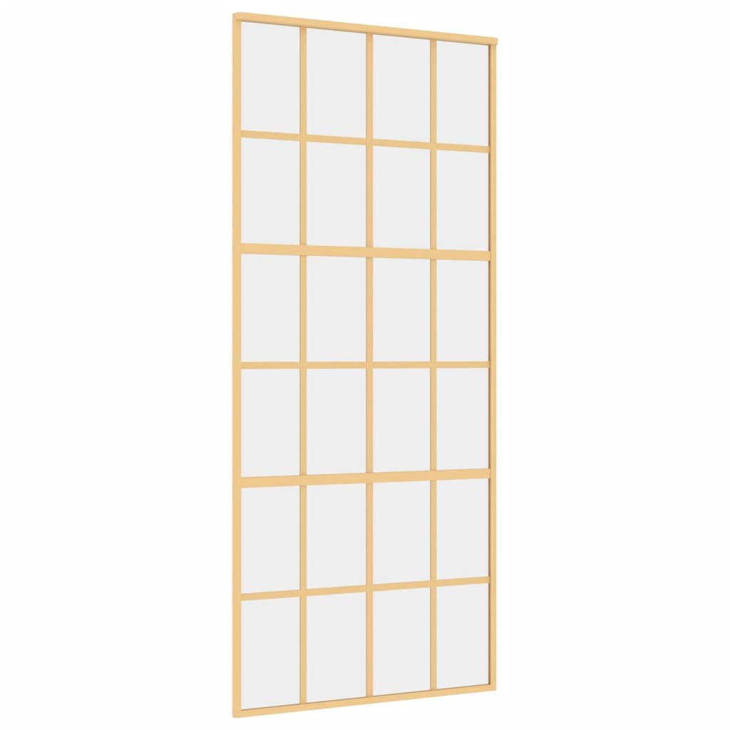 Schuifdeur 90X205 Cm Helder Esg-Glas En Aluminium Goudkleurig