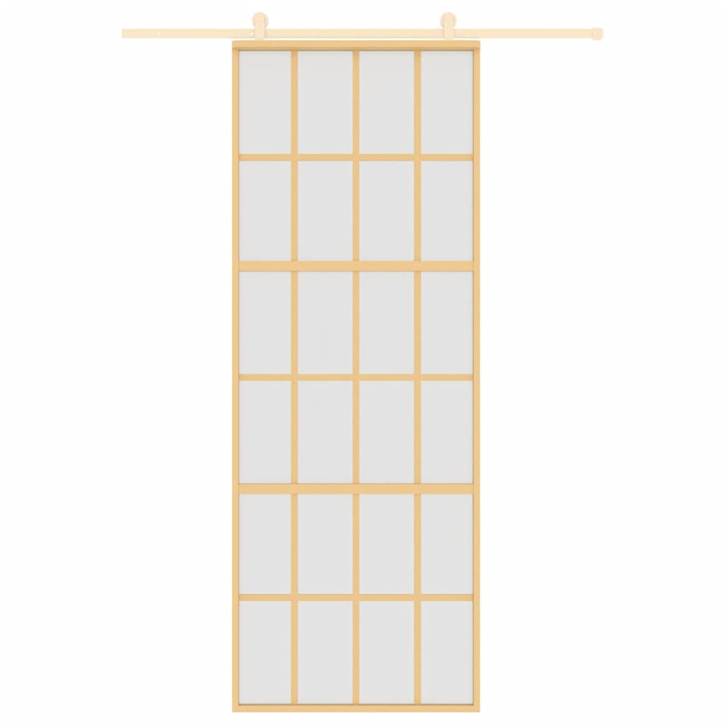 Schuifdeur 76X205 Cm Mat Esg-Glas En Aluminium Goudkleurig
