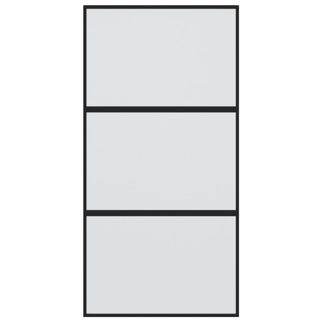 Schuifdeur 102,5X205 Cm Gehard Glas En Aluminium Zwart