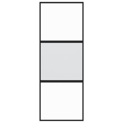 Schuifdeur 76X205 Cm Gehard Glas En Aluminium Zwart