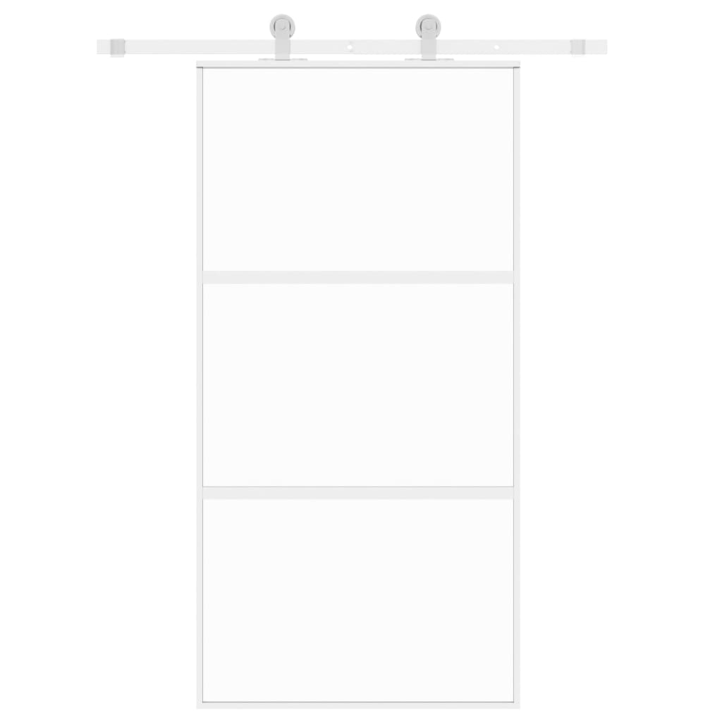 Schuifdeur 102,5X205 Cm Gehard Glas En Aluminium Wit