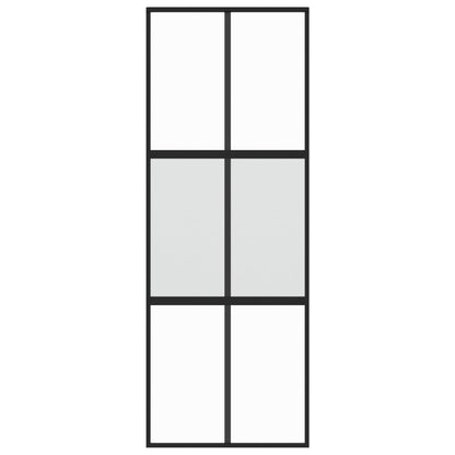 Schuifdeur 76X205 Cm Gehard Glas En Aluminium Zwart