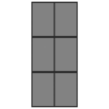 Schuifdeur 90X205 Cm Gehard Glas En Aluminium Zwart