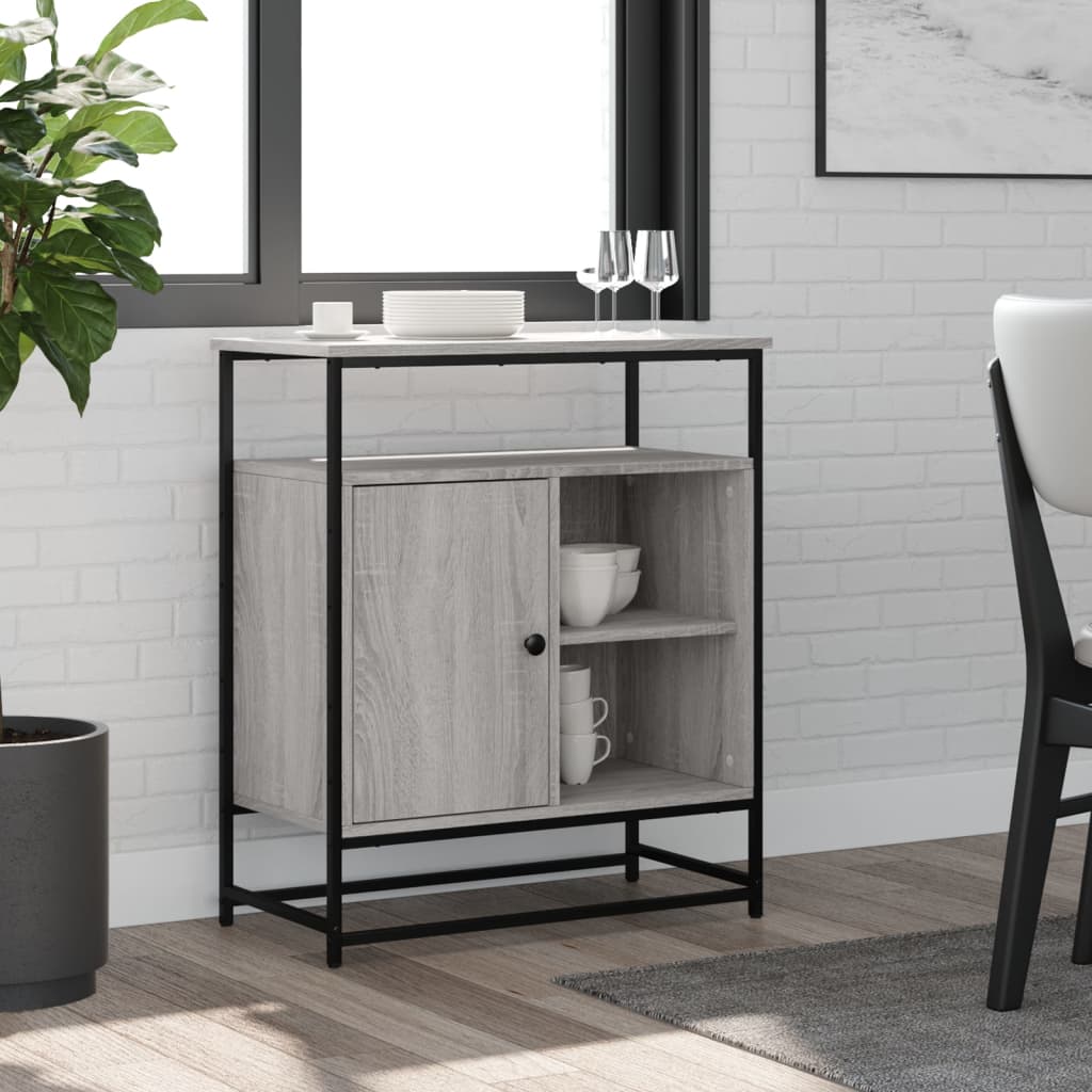 Dressoir 69X35X80 Cm Bewerkt Hout Gerookt Eikenkleurig