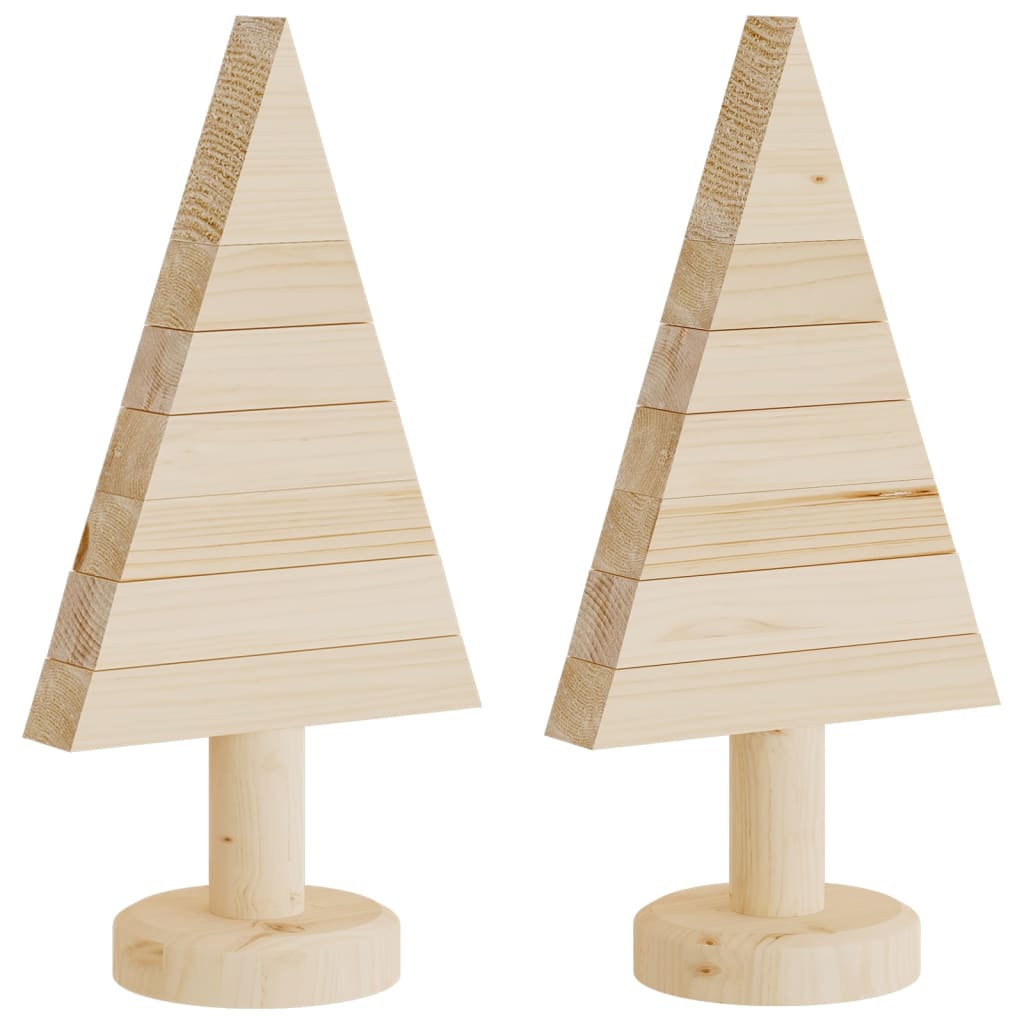 Kerstdecoraties Kerstboom 2 St 30 Cm Massief Grenenhout Naturel (Onafgewerkt)