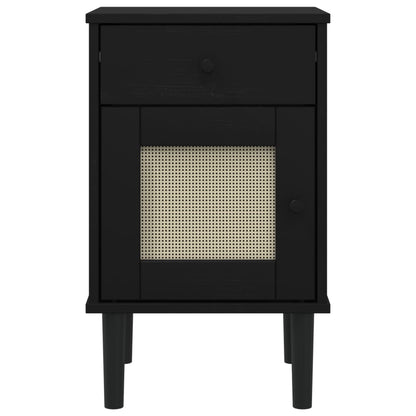 Nachtkastje Senja Rattan-Look 40X35X65 Cm Grenenhout