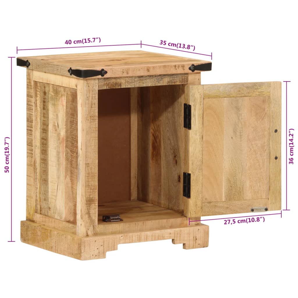 Nachtkastje 40X35X50 Cm Massief Mangohout Lichtgrijs