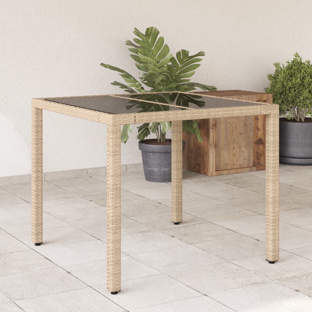 Tuintafel Met Glazen Blad 90X90X75 Cm Poly Rattan