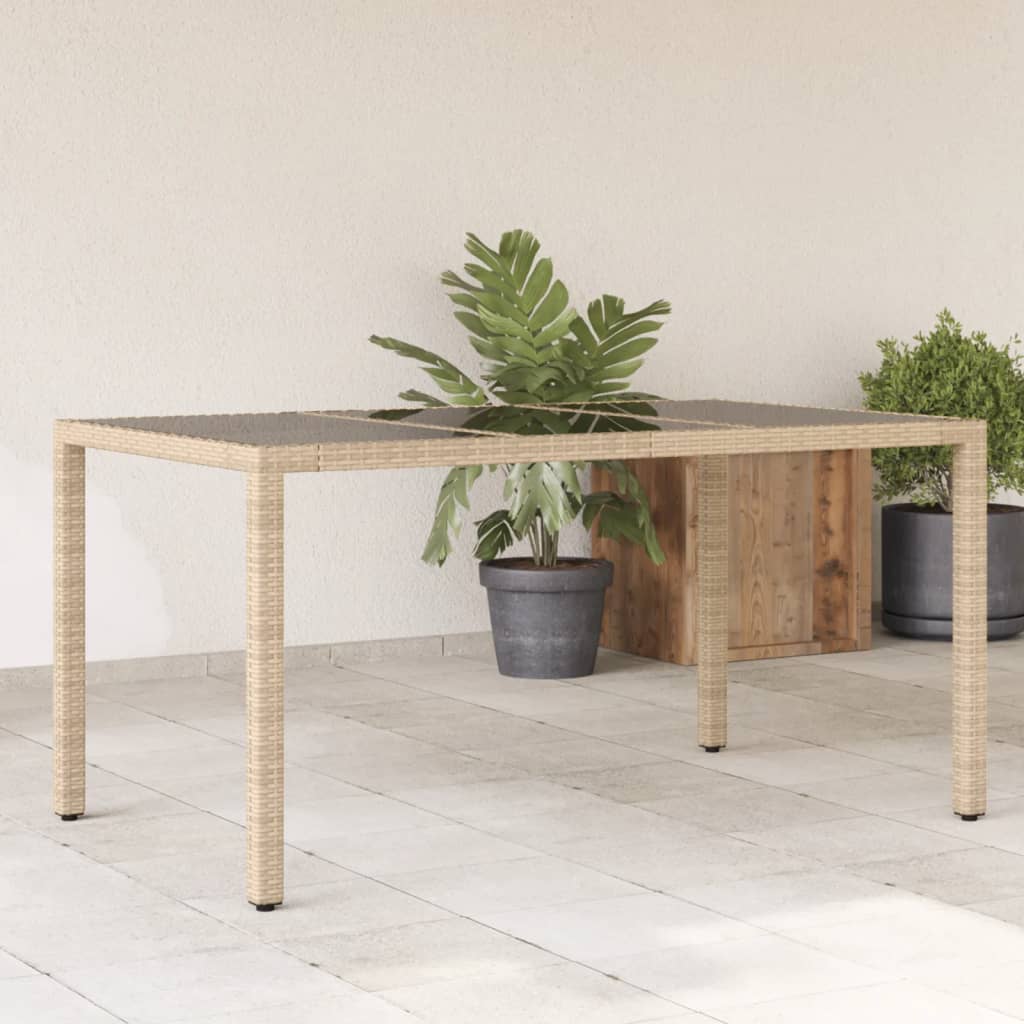 Tuintafel Met Glazen Blad 150X90X75 Cm Poly Rattan