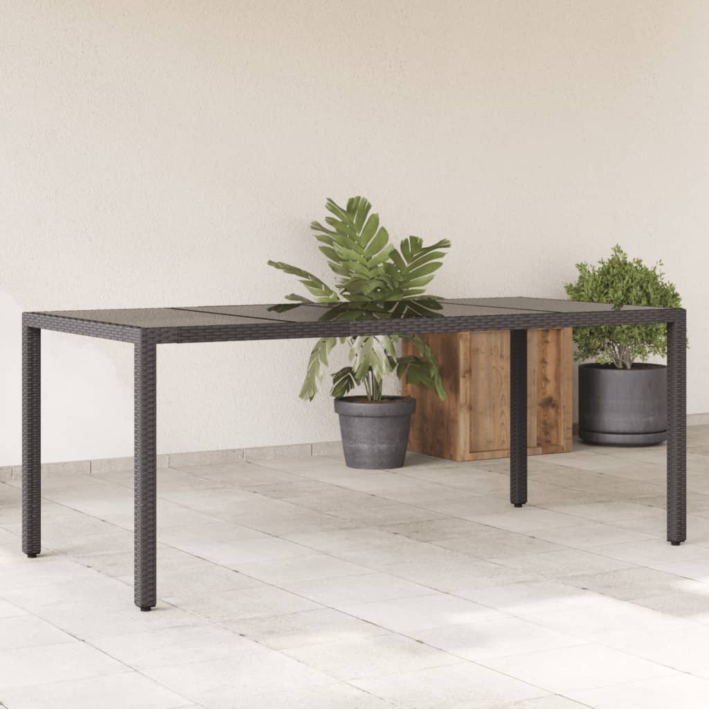 Tuintafel Met Glazen Blad 190X90X75 Cm Poly Rattan