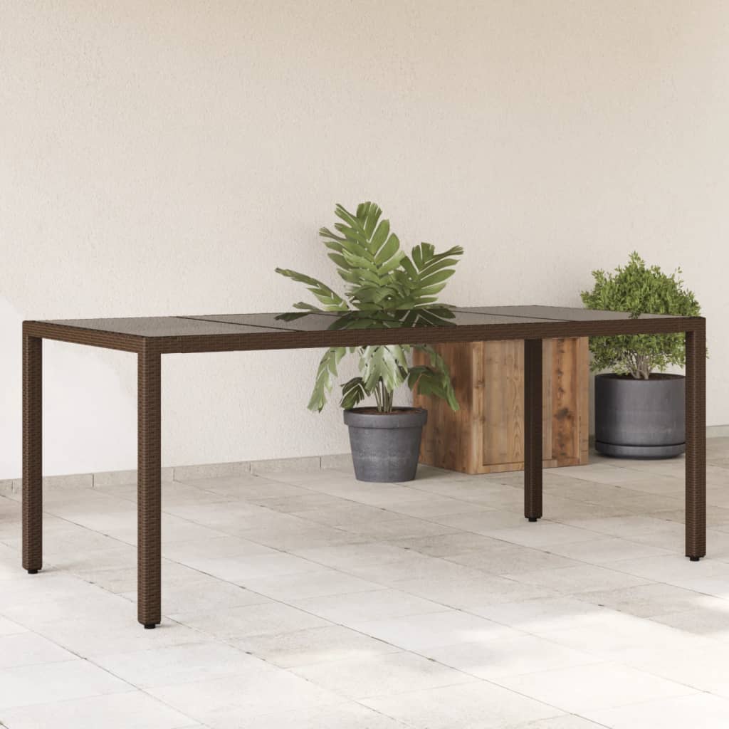 Tuintafel Met Glazen Blad 190X90X75 Cm Poly Rattan