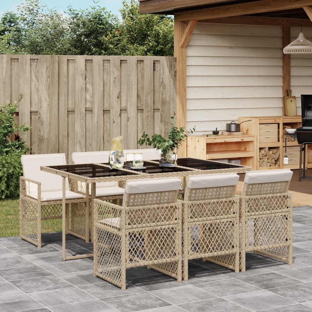 7-Delige Tuinset Met Kussens Poly Rattan