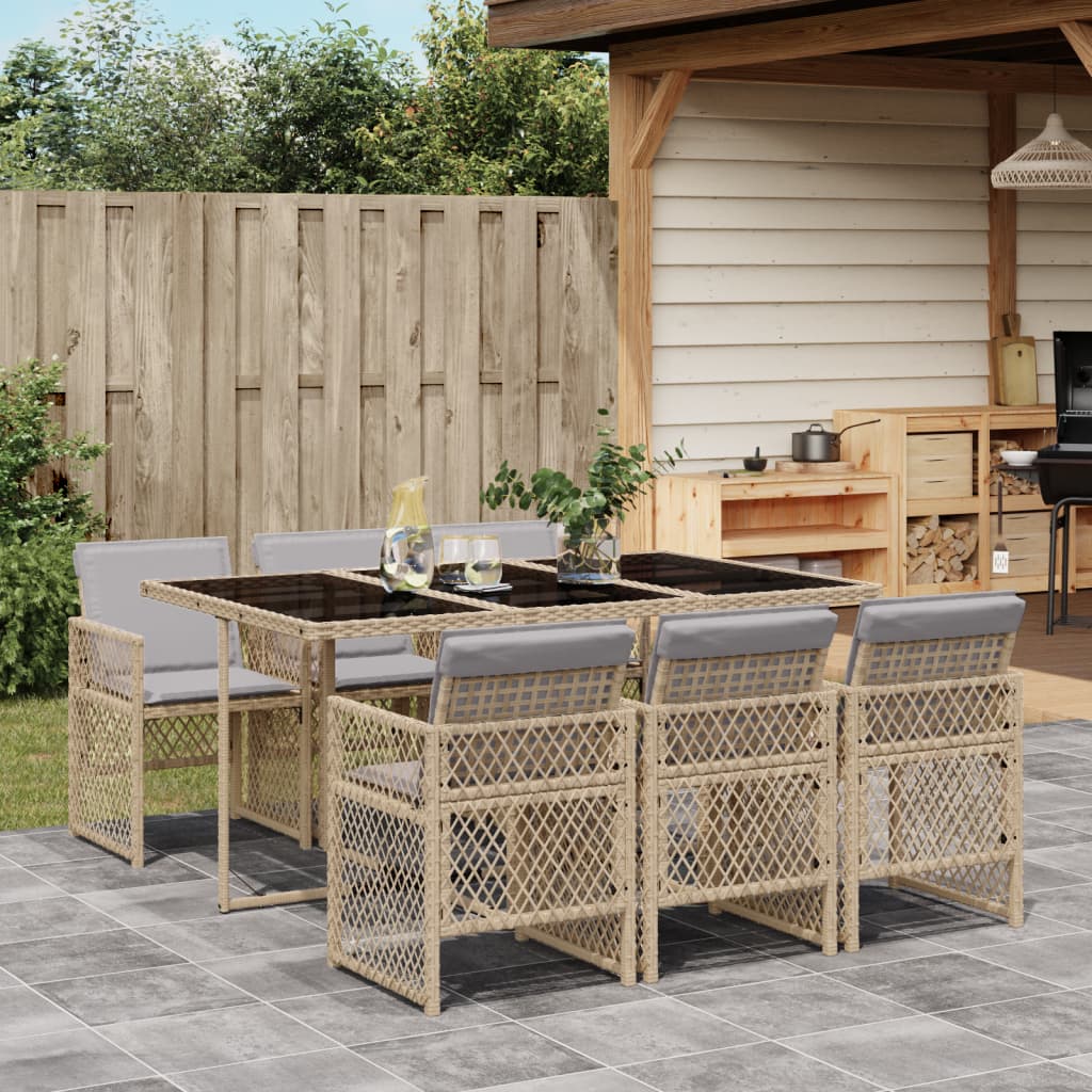 7-Delige Tuinset Met Kussens Poly Rattan
