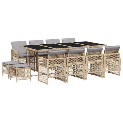 13-Delige Tuinset Met Kussens Poly Rattan