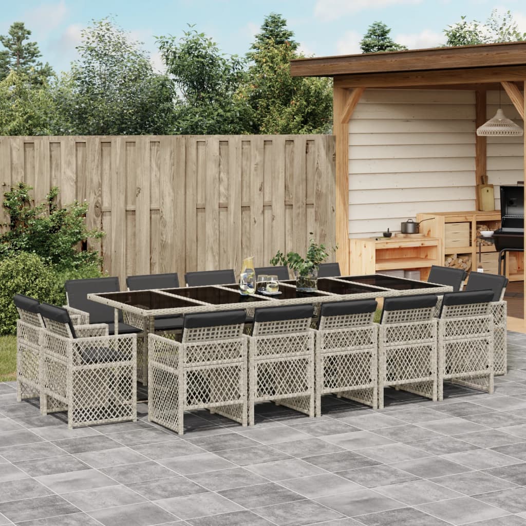 15-Delige Tuinset Met Kussens Poly Rattan