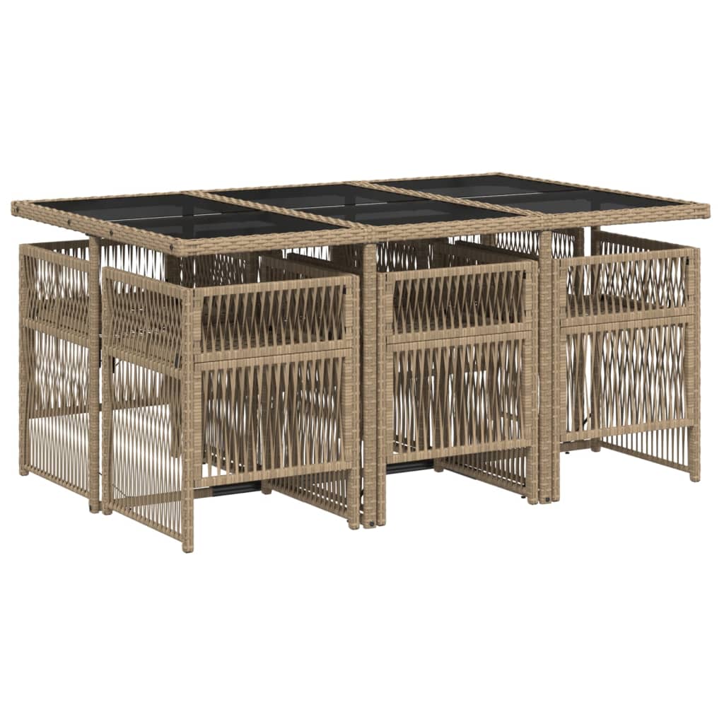 7-Delige Tuinset Met Kussens Poly Rattan