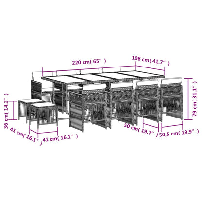 13-Delige Tuinset Met Kussens Poly Rattan