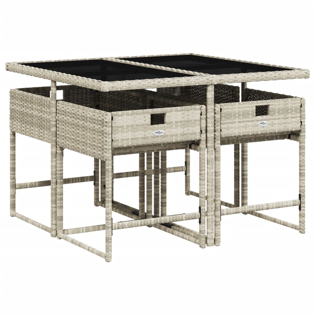 5-Delige Tuinset Met Kussens Poly Rattan