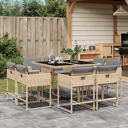 9-Delige Tuinset Met Kussens Poly Rattan