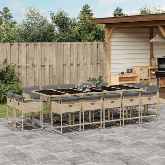 15-Delige Tuinset Met Kussens Poly Rattan
